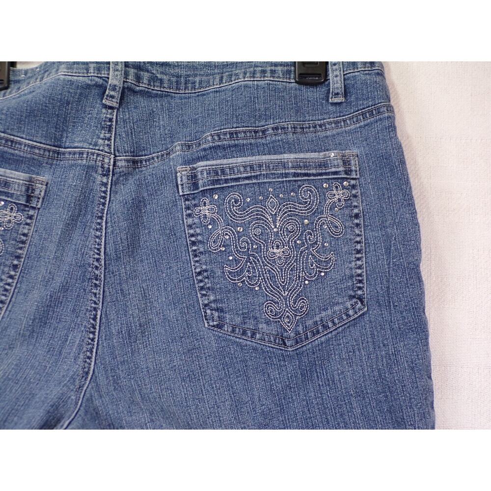 Westport Woman Jeans Blue Denim Embellished Rhinestone Pocket Straight Leg 16W - Picture 8 of 14